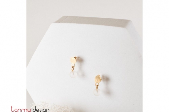 Small frosted quartz drop earings with 18k gold